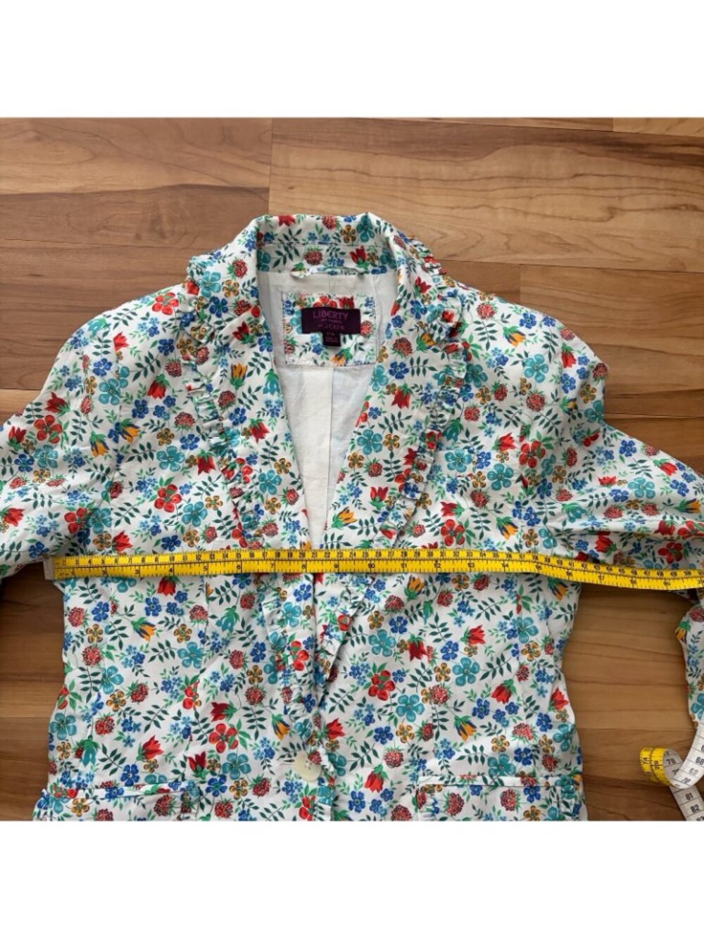 J Crew Womens Jacket Liberty Art Fabrics Ruffled Edenham Blazer Size 4P Floral - Picture 3 of 10